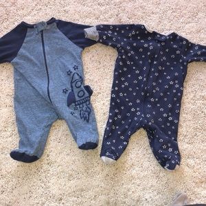Newborn baby zipper footie blue onesies 💫